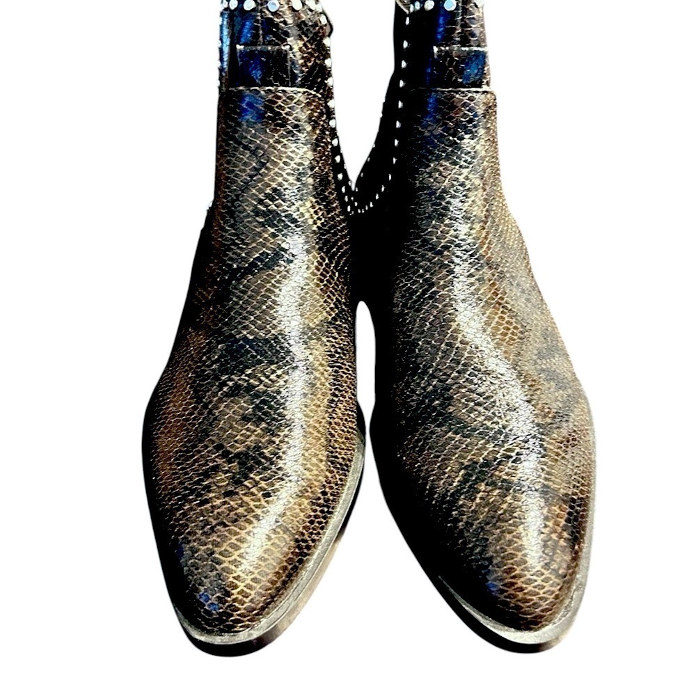 Zara Faux Snakeskin Studded Ankle Booties – Size 7 - Picture 5 of 5